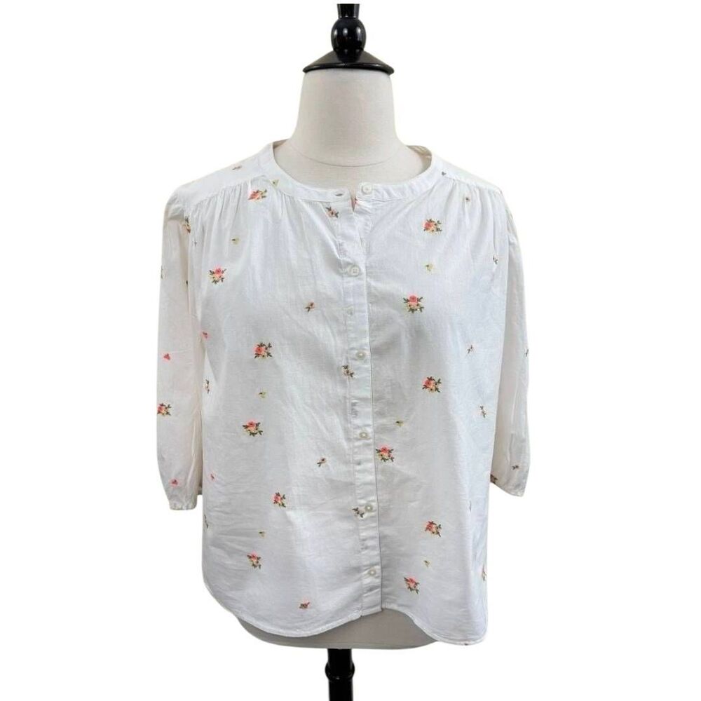 Old Navy Romantic Cottagecore Embroidered Button-Front Blouse